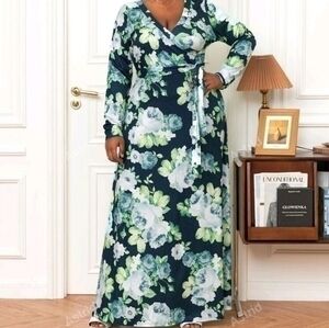 SHEIN MIDNIGHT GARDEN STRETCH MAXI DRESS SZ 3X